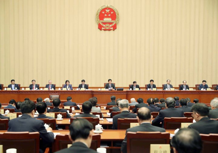 £¨XHDW£©Ê®Èý½ìÈ«¹úÈË´ó³£Î¯»áµÚÆß´Î»áÒéÔÚ¾©±ÕÄ»  ÀõÕ½ÊéÖ÷³Ö»áÒé